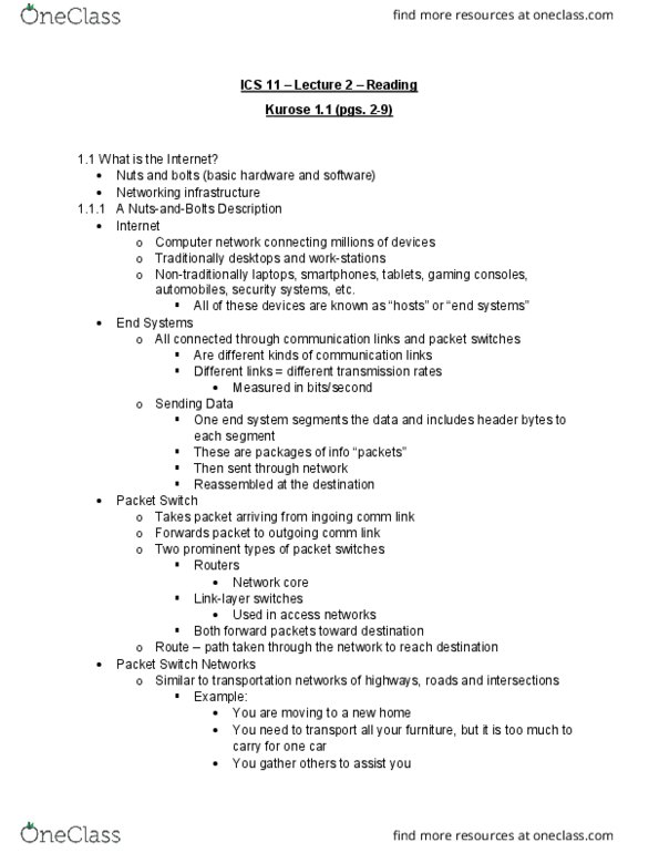 I&C SCI 11 Lecture Notes - Lecture 2: Packet Switching, Computer Network, Simple Mail Transfer Protocol thumbnail