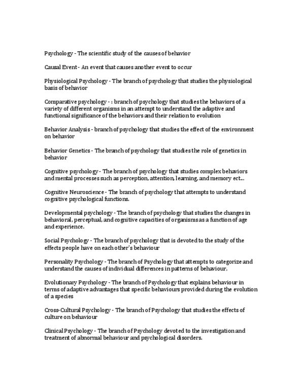PSYC 101 Chapter Notes - Chapter 1: Wilhelm Wundt, Cognitive Psychology, Determinism thumbnail