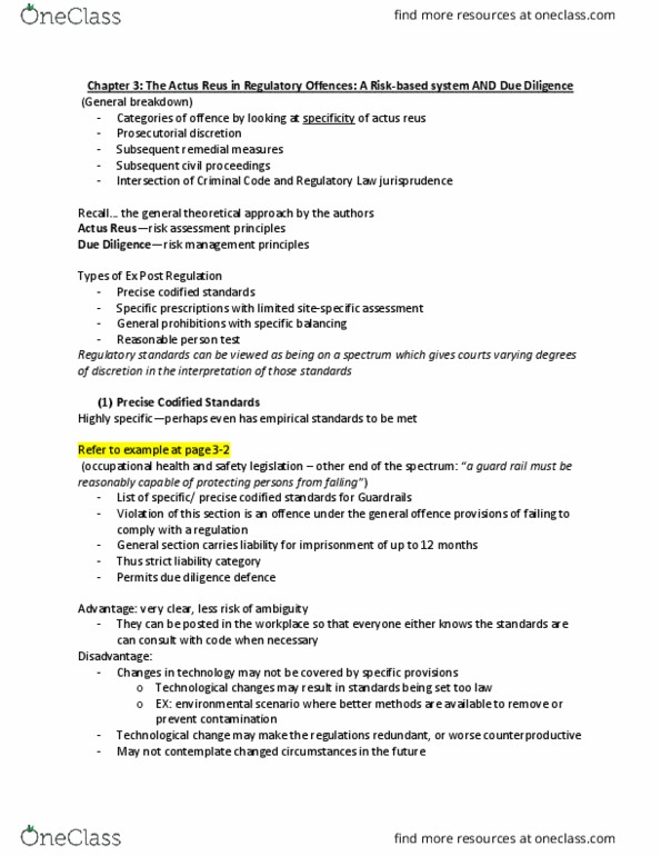 LAW 534 Lecture Notes - Lecture 3: Actus Reus, Conservation Halton, Regulatory Offence thumbnail