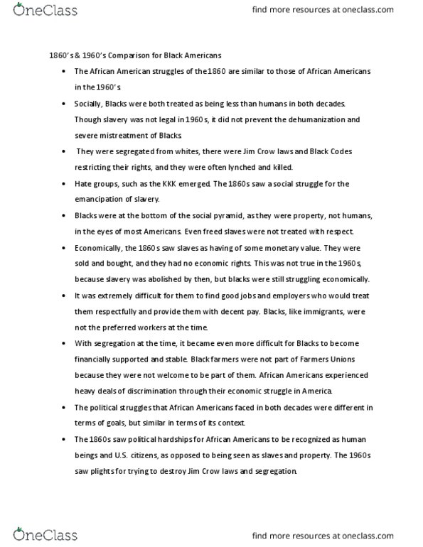 HIST 1100 Lecture Notes - Lecture 16: Jim Crow Laws, De Jure thumbnail
