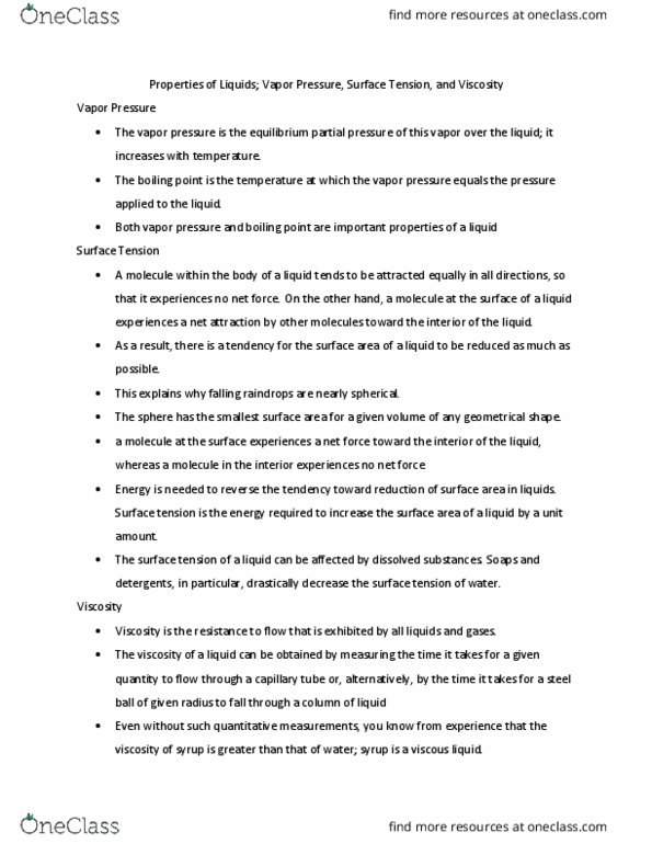 NSCI 1322 Lecture Notes - Lecture 75: Intermolecular Force, Surface Tension, Net Force thumbnail