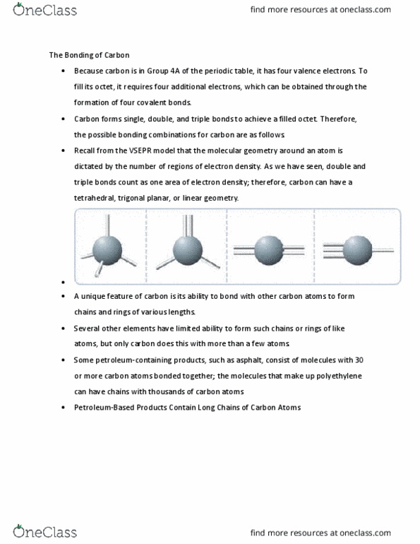 NSCI 1322 Lecture Notes - Lecture 20: Hydrocarbon, Alkane, Trigonal Planar Molecular Geometry thumbnail