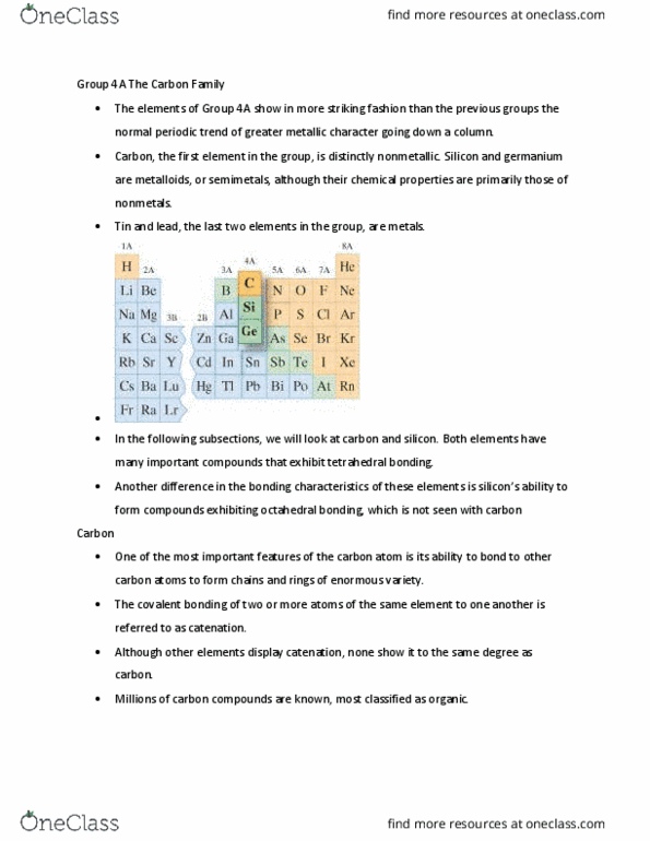 NSCI 1322 Lecture Notes - Lecture 6: Diamond Cubic, Catenation, Network Covalent Bonding thumbnail