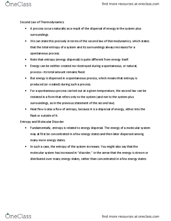 NSCI 1322 Lecture Notes - Lecture 2: Spontaneous Process, Phase Transition, Thermodynamics thumbnail