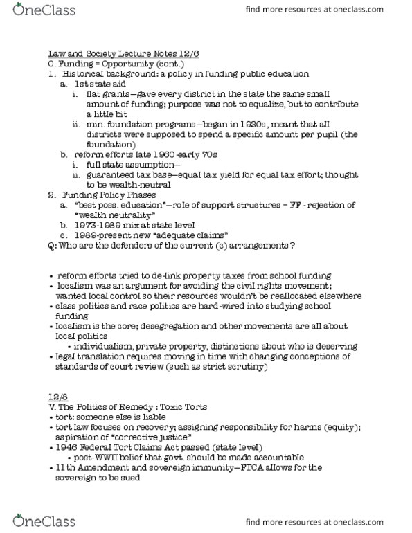 LWSOC-UA 1 Lecture Notes - Lecture 26: Federal Tort Claims Act, Toxic Tort, Eleventh Amendment To The United States Constitution thumbnail