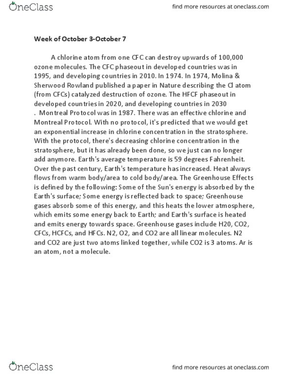 CHEM 110 Lecture Notes - Lecture 5: Montreal Protocol thumbnail