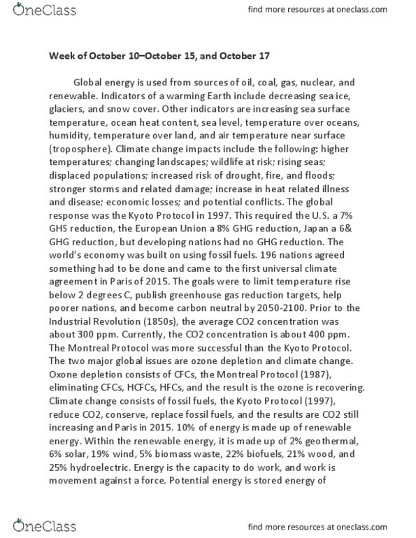 CHEM 110 Lecture Notes - Lecture 6: Montreal Protocol, Ocean Heat Content, Joule thumbnail