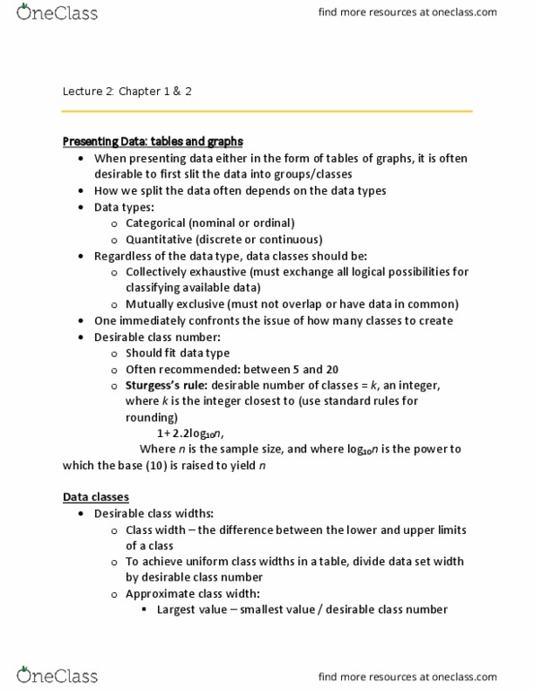 ECON 2B03 Lecture Notes - Lecture 2: Observational Error, Frequency Distribution, Frequency (Statistics) thumbnail