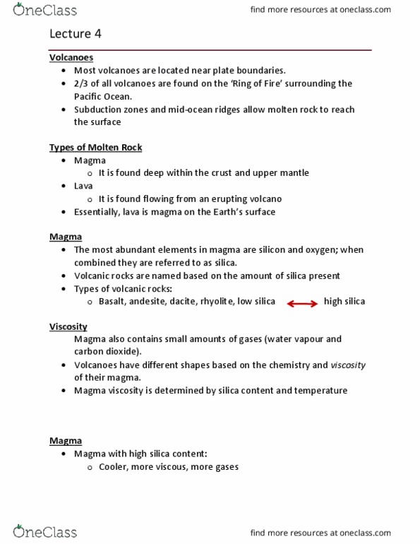 EARTHSC 2GG3 Lecture Notes - Lecture 4: Pyroclastic Rock, Volcanic Crater, Magma Chamber thumbnail