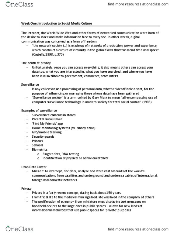 Digital Communication 2001A/B Lecture Notes - Lecture 12: Web 2.0, Antivirus Software, User-Generated Content thumbnail