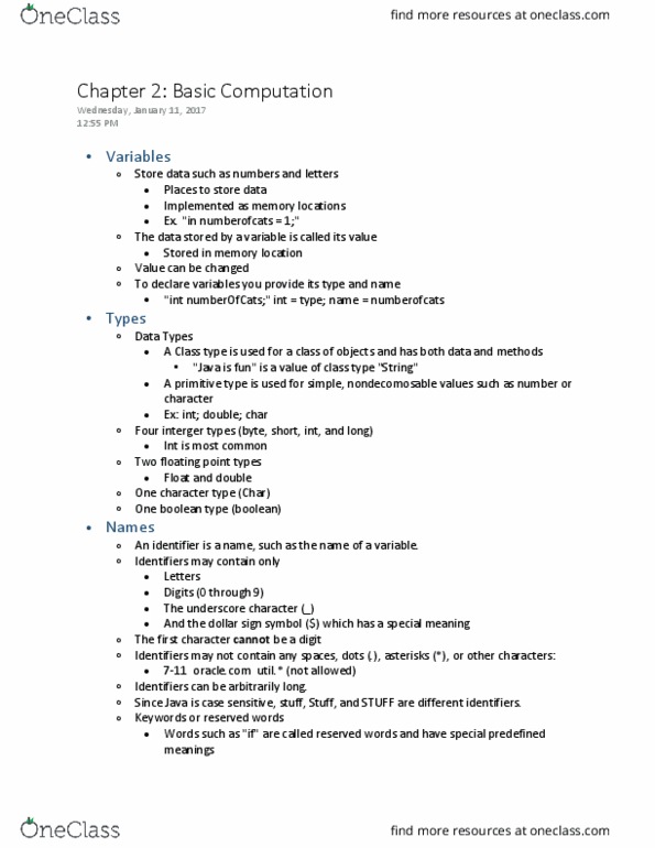 CSCE 145 Lecture Notes - Lecture 1: Dollar Sign thumbnail