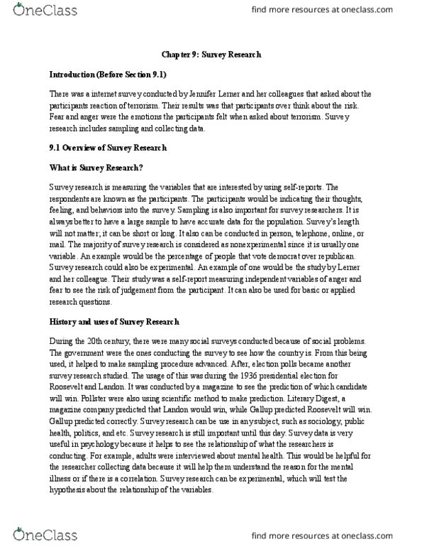PSYC 005 Chapter Notes - Chapter 9: Jennifer Lerner, The Literary Digest, Scientific Method thumbnail
