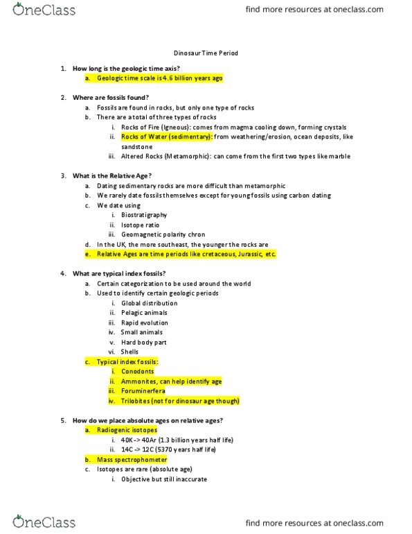 GEL 12 Lecture Notes - Lecture 2: Biostratigraphy, Geologic Time Scale, Absolute Dating thumbnail