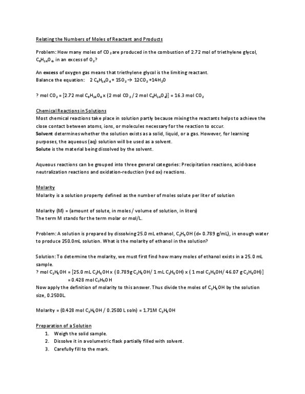 CHEM 499 Lecture Notes - Molar Concentration, Triethylene Glycol, Analytical Chemistry thumbnail