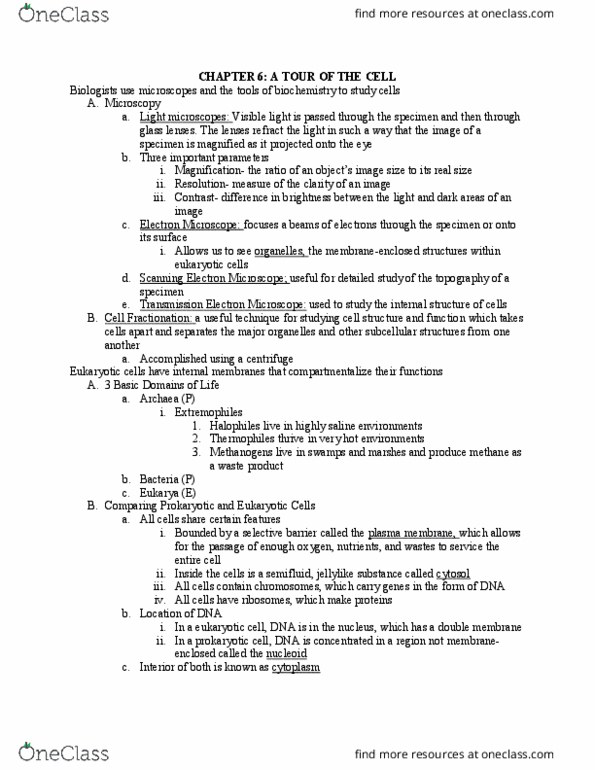 BIL 150 Lecture Notes - Lecture 6: Nuclear Membrane, Transmission Electron Microscopy, Scanning Electron Microscope thumbnail