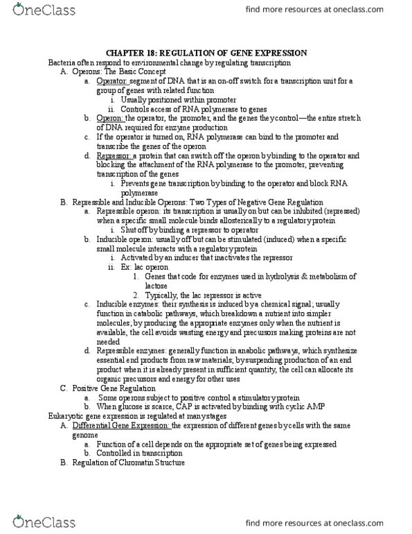 BIL 150 Lecture Notes - Lecture 18: Lac Operon, Lac Repressor, Dna-Binding Domain thumbnail