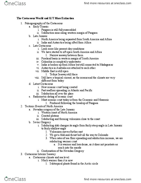 GSC 111 Lecture Notes - Lecture 18: Western Interior Seaway, Nevadan Orogeny, Sevier Orogeny thumbnail