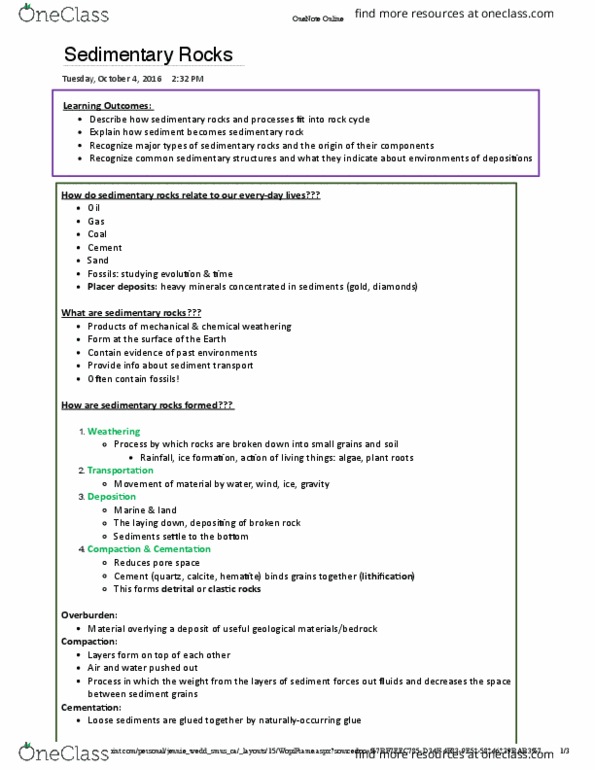 EOSC 110 Lecture 7: Sedimentary Rocks thumbnail