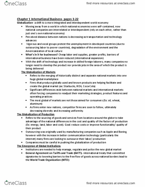 INTB 1209 Lecture Notes - Lecture 1: Foreign Direct Investment, Arab States Of The Persian Gulf, World Trade Organization thumbnail