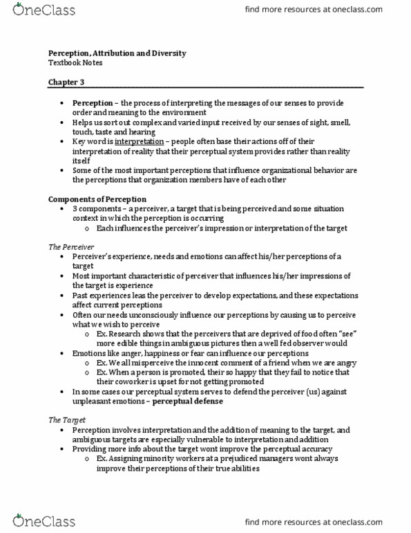 MGT262H5 Chapter Notes - Chapter 3: Subjective Constancy, Dispositional Attribution, Gender Role thumbnail