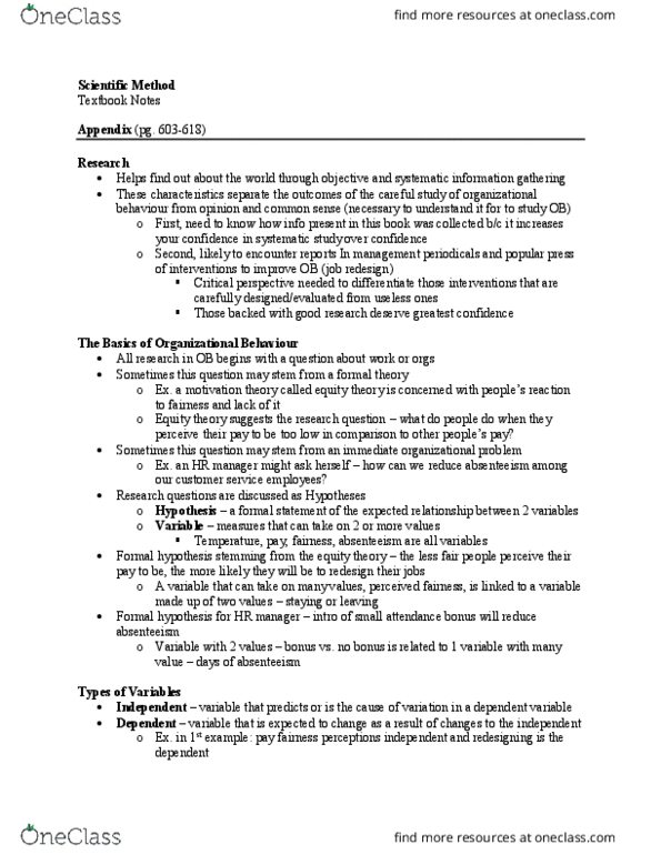 MGT262H5 Chapter Notes - Chapter Appendix: Job Satisfaction, Behavioural Sciences, Observational Techniques thumbnail