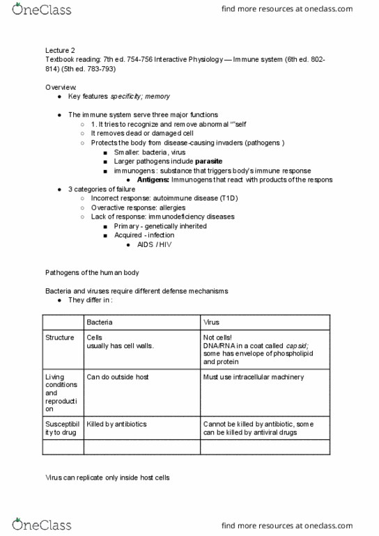 PSL301H1 Chapter Notes - Chapter 2: Innate Immune System, Humoral Immunity, Adaptive Immune System thumbnail