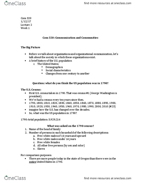 COM 320 Lecture Notes - Lecture 2: Transcontinental Railroad, Organizational Communication thumbnail