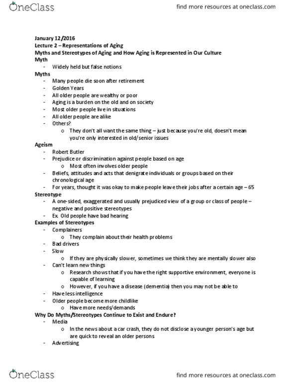 HLTHAGE 1BB3 Lecture Notes - Lecture 2: Ageism, Dementia thumbnail