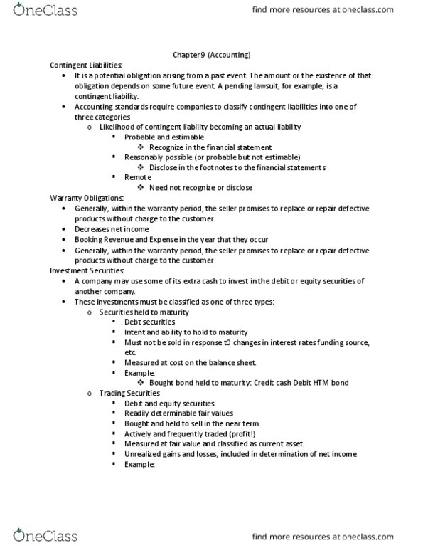 ACCOUNTG 221 Lecture Notes - Lecture 12: Contingent Liability, Financial Statement, Income Statement thumbnail