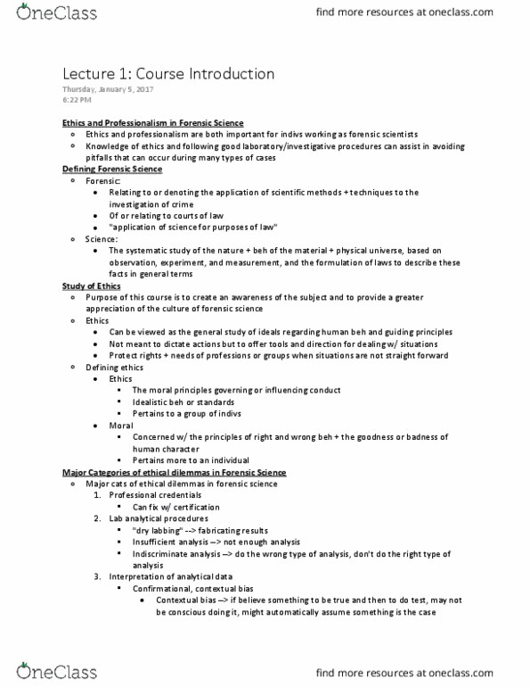 FSC271H5 Lecture Notes - Lecture 1: Forensic Science, Linguistics, Nonverbal Communication thumbnail