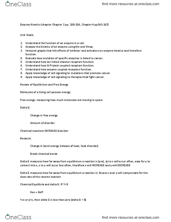 BIOLOGY 253 Lecture Notes - Lecture 15: Enzyme Kinetics, Insulin Receptor, Reaction Rate thumbnail