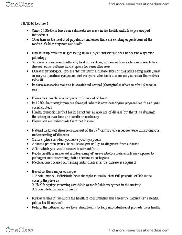HLTB16H3 Lecture Notes - Lecture 1: Exposure Assessment, Biomedical Model, Scientific Modelling thumbnail