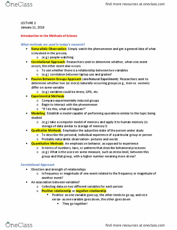 SOCECOL 10 Lecture Notes - Lecture 2: Naturalistic Observation, General Idea, Confounding thumbnail