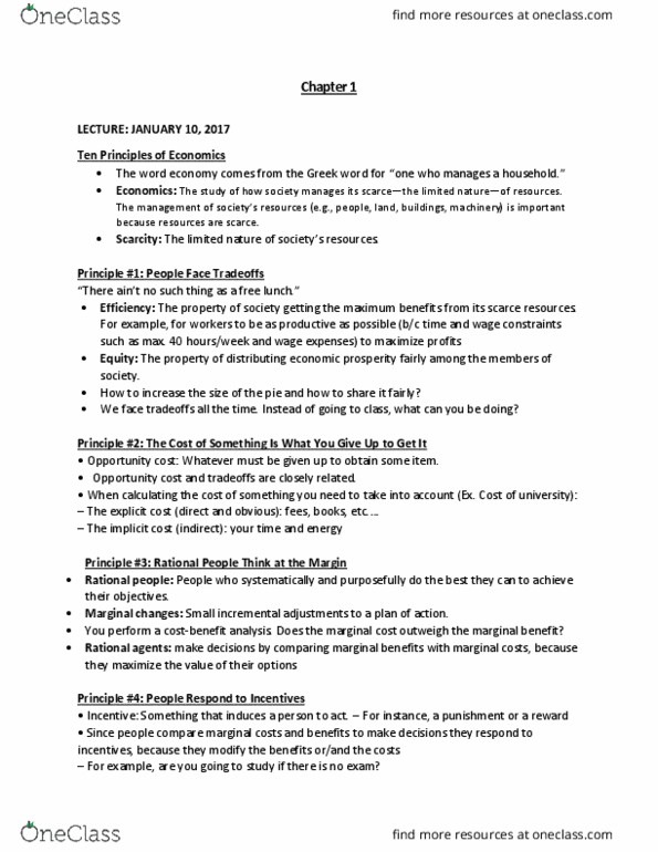 ECO 1102 Lecture Notes - Lecture 1: Marginal Utility, Marginal Cost, Pie Chart thumbnail