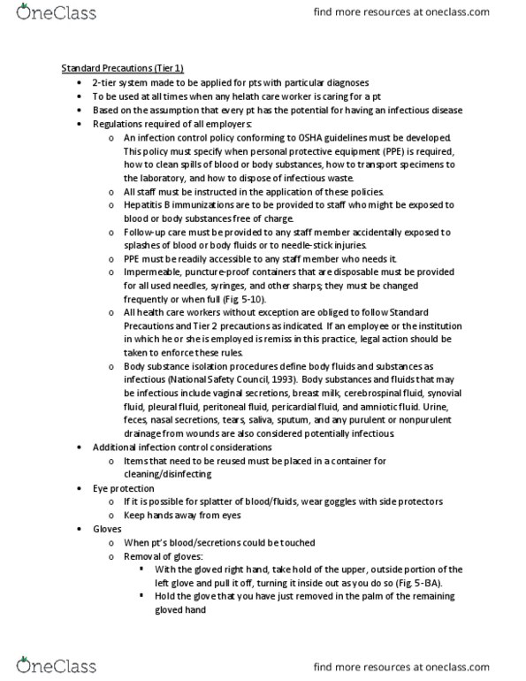 MEDRADSC 2A03 Chapter Notes - Chapter 5: Body Substance Isolation, Personal Protective Equipment, National Safety Council thumbnail