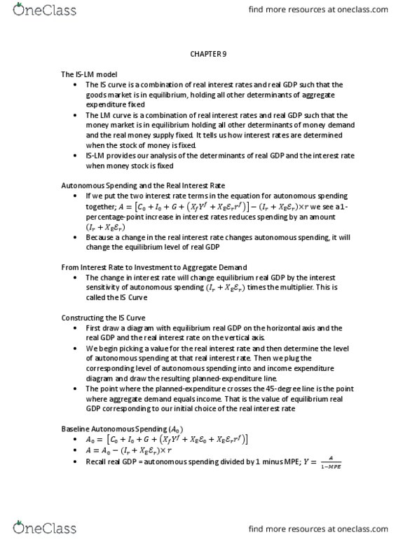 ECN 301 Chapter Notes - Chapter 9: Nominal Interest Rate, Real Interest Rate, Monetary Policy thumbnail