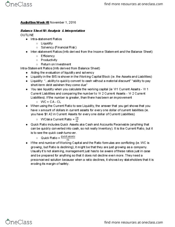 FIN 305 Lecture Notes - Lecture 8: Current Liability, Income Statement, Accounts Receivable thumbnail