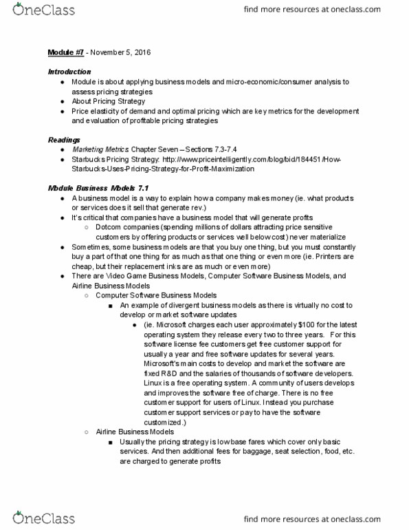 MKT 300 Lecture Notes - Lecture 7: Price Elasticity Of Demand, Reed Business Information, Warren Buffett thumbnail