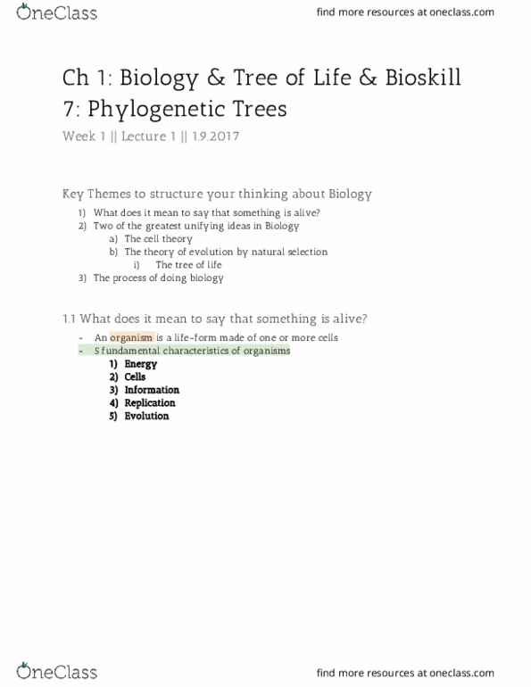 BIO SCI 94 Chapter 1: Ch. 1 Biology and Tree of Life and Bioskill 7: Phylogenetic Trees thumbnail