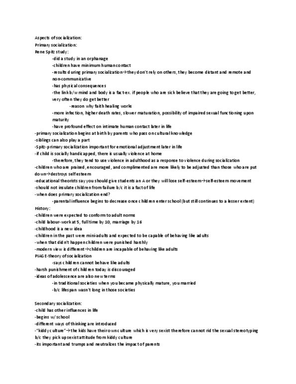 SOCIOL 4A03 Lecture Notes - Infant Mortality, Stereotype, Thomas Theorem thumbnail