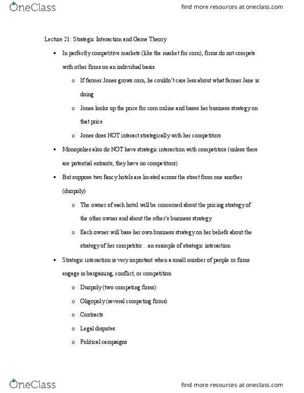 CAS EC 101 Lecture Notes - Lecture 21: Nash Equilibrium, Coordination Game, Solution Concept thumbnail