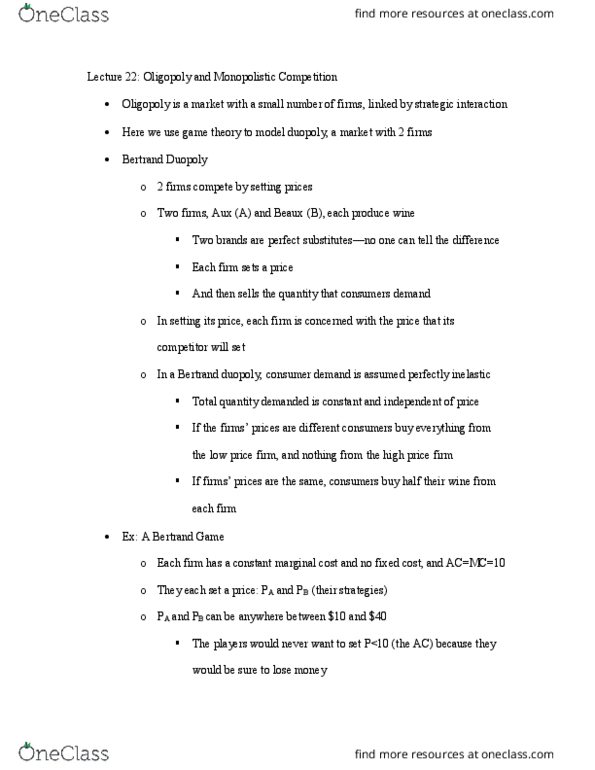 CAS EC 101 Lecture Notes - Lecture 22: Bertrand Competition, Nash Equilibrium, Demand Curve thumbnail