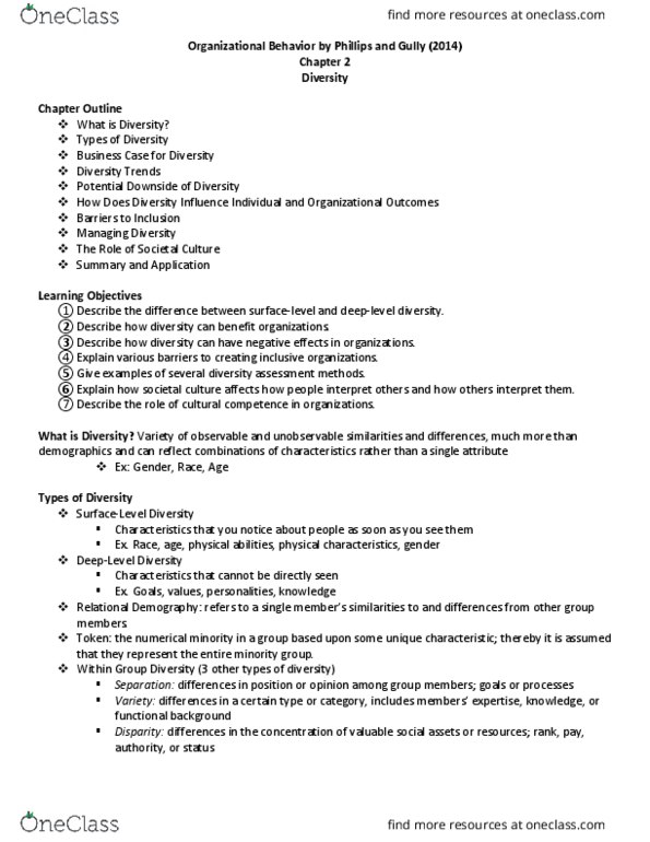 MGMT 311 Chapter Notes - Chapter 2: Civil Rights Act Of 1964, Intercultural Competence, Absenteeism thumbnail