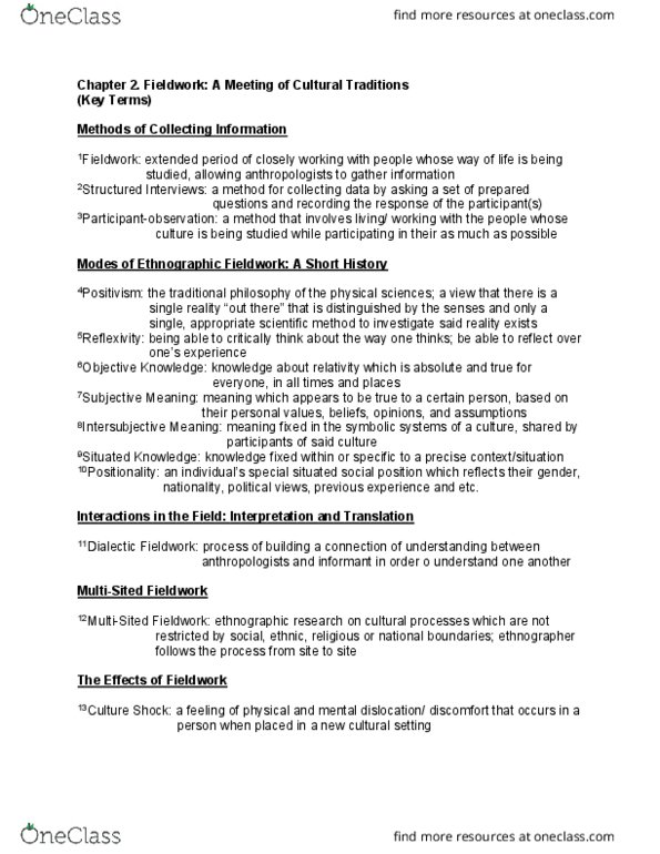 ANTH 100 Chapter Notes - Chapter 2, page 26-49: Scientific Method, Ethnography thumbnail