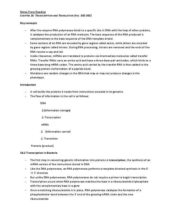 BIO152H5 Chapter Notes - Chapter 16: Aneuploidy, Poly(A)-Binding Protein, Hydrolysis thumbnail