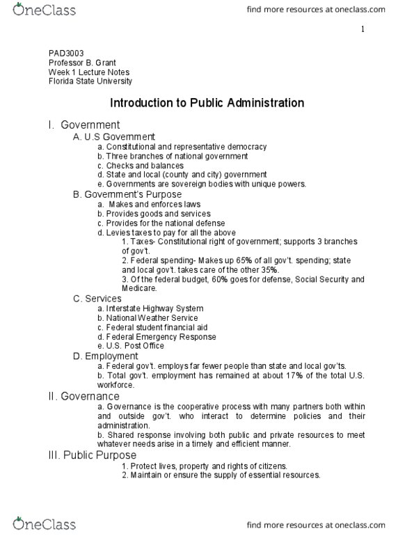 PAD-3003 Lecture 1: Week 1-Introduction to Public Administration thumbnail