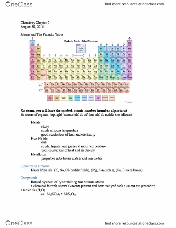 CH 104 Lecture Notes - Lecture 2: Chemical Formula, Atomic Number, Unified Atomic Mass Unit thumbnail