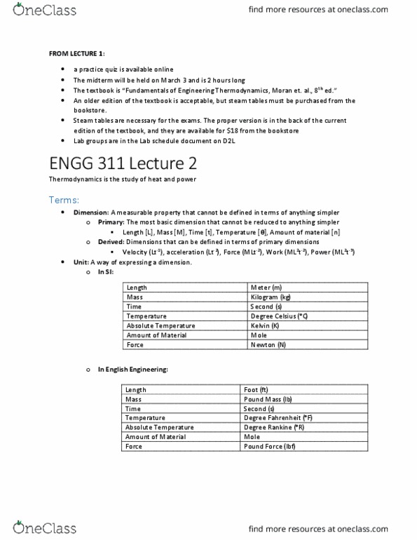 ENGG 311 Lecture Notes - Lecture 2: Thermodynamics, Kilogram, Carbon-12 thumbnail