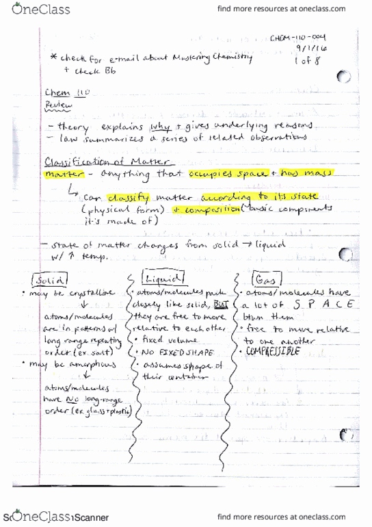 CHEM-110 FA5 Lecture 2: CHEM-110 Notes - 9%2F1%2F16 thumbnail