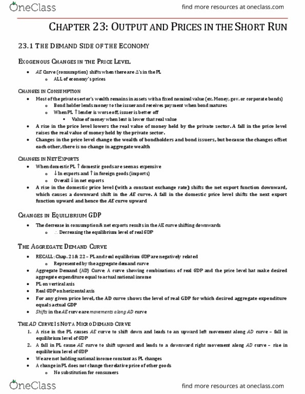 ECON 105 Chapter Notes - Chapter 23: Aggregate Supply, Aggregate Demand, European Cooperation In Science And Technology thumbnail